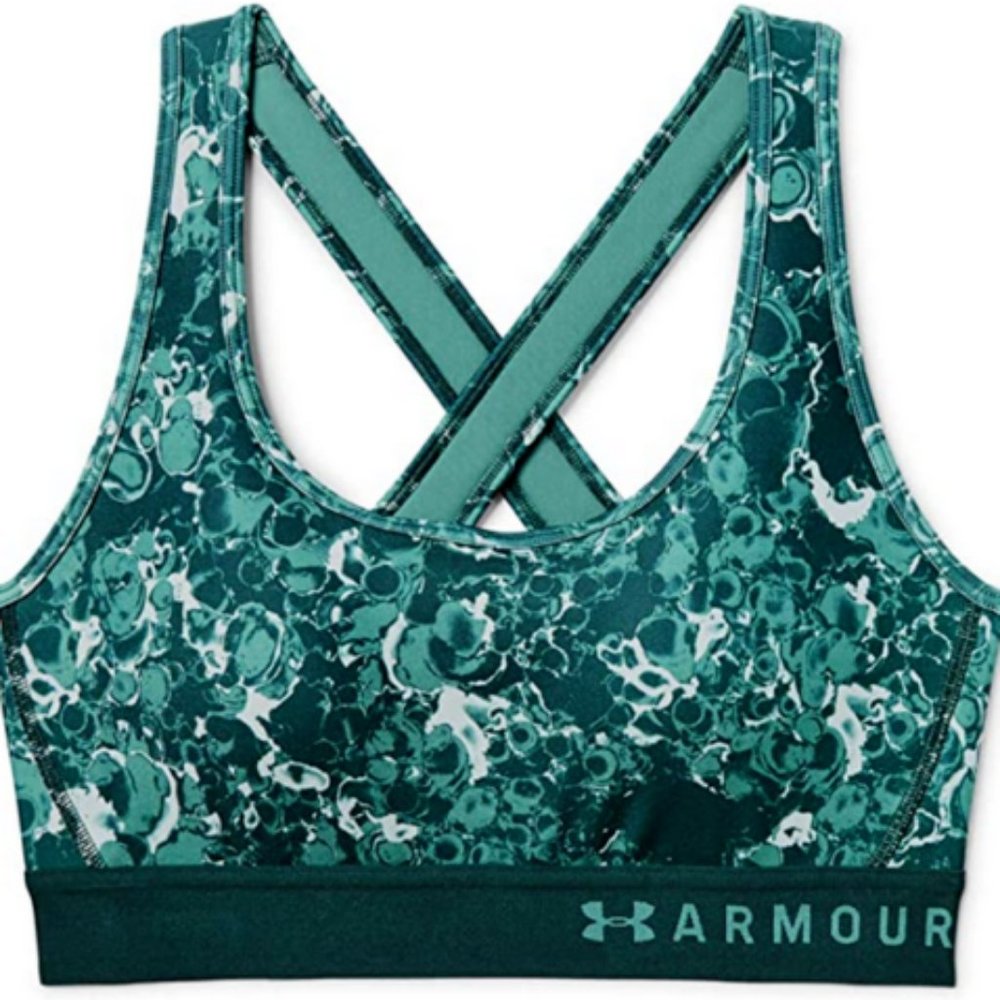 NWT Womens Size XS Under Armour Mid Crossback Print Sports Bra